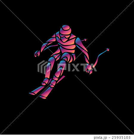 Giant Slalom Ski Racer silhouette. Color vector 25935103