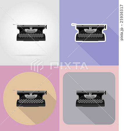 old retro vintage typewriter flat icons vector 25936317