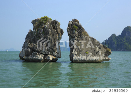 ベトナムの世界遺産ハロン湾の有名な岩 25936569