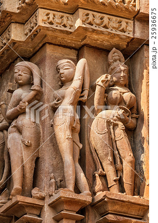 Famous sculptures of Khajuraho temples, India Famous sculptures of Khajuraho temples, India 25936675