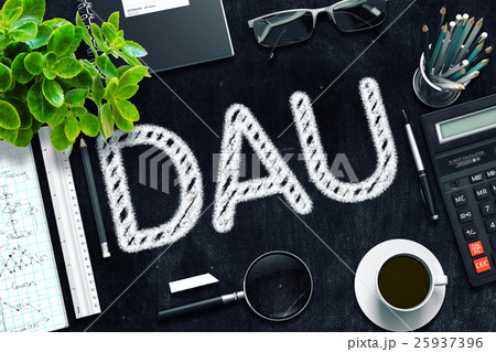 DAU on Black Chalkboard. 3D Rendering. 25937396