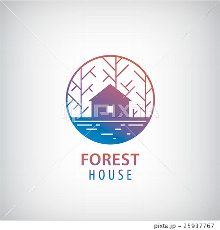 Vector house in the woods logo. 25937767