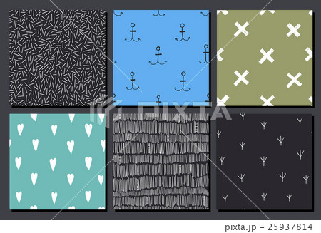 Vector set of hand drawn seamless abstract Vector set of hand drawn seamless abstract 25937814