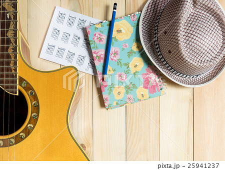Guitar Music and summer hat Music writing  25941237
