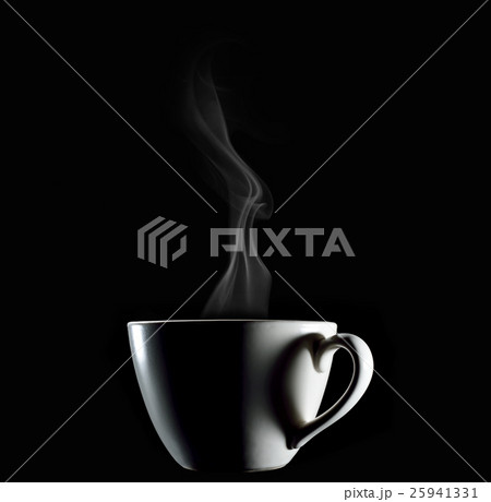 Cup of coffee and heart-shape shadow with smoke Cup of coffee and heart-shape shadow with smoke 25941331