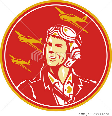 World War 2 Pilot Airman Fighter Plane Retro 25943278