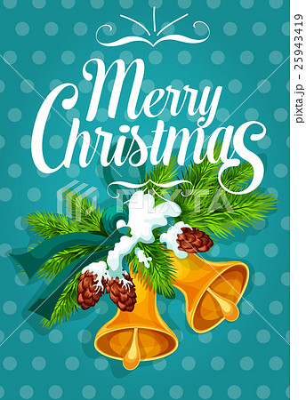 Jingle bell with fir branch Christmas card design 25943419