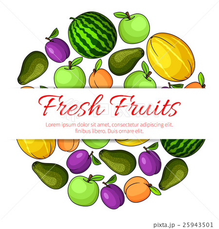 Fresh fruits banner. Fruit icons emblem Fresh fruits banner. Fruit icons emblem 25943501