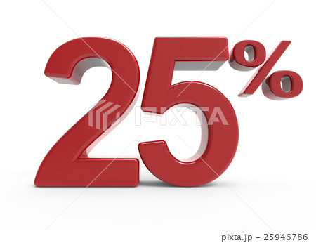 3d rendering of a 25% symbol 3d rendering of a 25% symbol 25946786