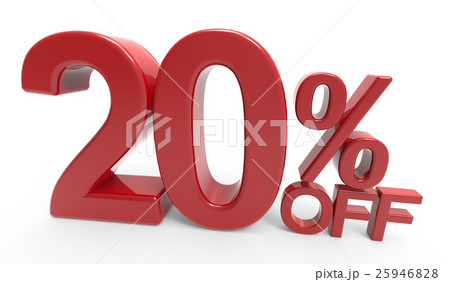 3d rendering of a 20% off symbol 3d rendering of a 20% off symbol 25946828