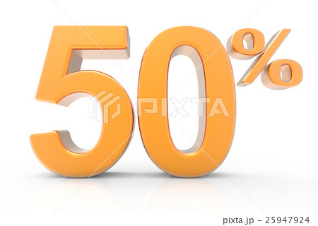 3d rendering of a 50% symbol 25947924