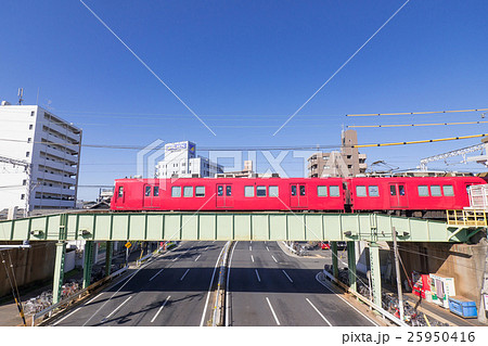 名古屋市西区枇杷島都市風景　名鉄名古屋本線　東枇杷島駅付近と県道67号線 25950416