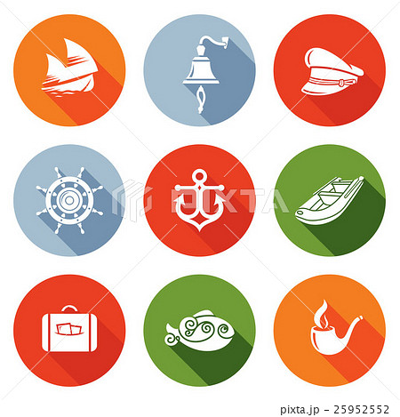 Sea voyage, the captain Icons Set. Sea voyage, the captain Icons Set. 25952552