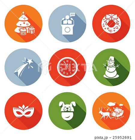 New Year Icons Set. Vector Illustration. 25952691