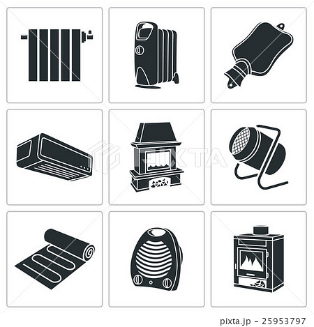 Climate Equipment Vector Icons Setのイラスト素材