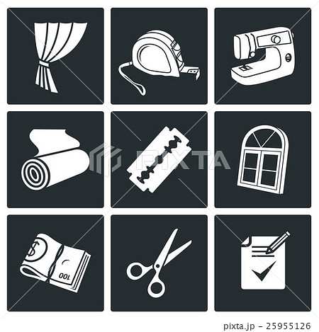 Sewing curtains service Vector Icons Set Sewing curtains service Vector Icons Set 25955126
