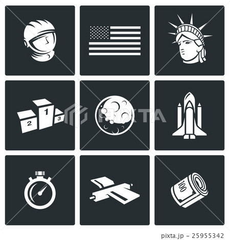 USA and moon icons. Vector Illustration 25955342