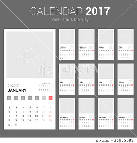 2017 Calendar Planner Design with Photo Space 25955695
