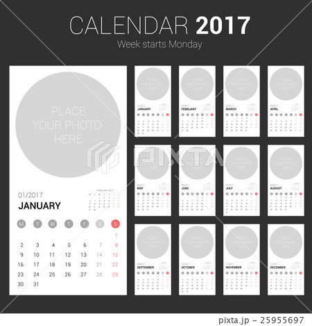 2017 Calendar Planner Design with Photo Space 25955697