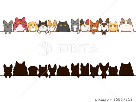 猫のボーダーのセット シルエット 猫のボーダーのセット シルエット 25957218