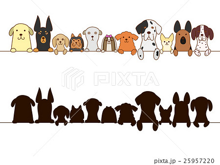 大型犬と小型犬のボーダー シルエットのイラスト素材 25957220 Pixta