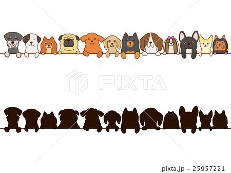 Small Dog Border Silhouette Stock Illustration