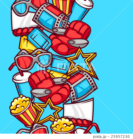 Seamless pattern of 3d movie elements and cinema Seamless pattern of 3d movie elements and cinema 25957230