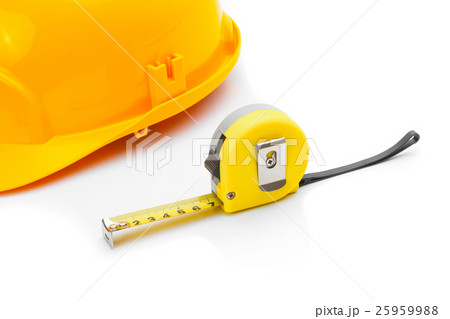 Construction helmet with measure tape on white 25959988