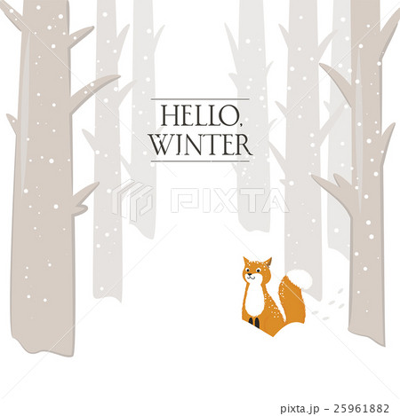 Hello Winter lettering with fox 25961882