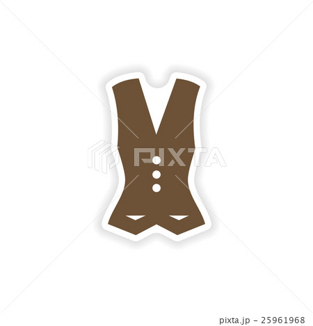 stylish paper sticker on white background vest 25961968