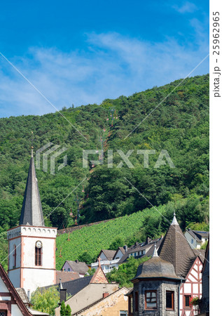 Summer landscape with aerial lift and the roofs 25962965