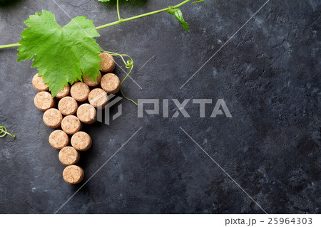 Wine corks grape shape and vine 25964303