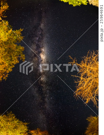 Camping under starry sky and Milky Way arc 25964691