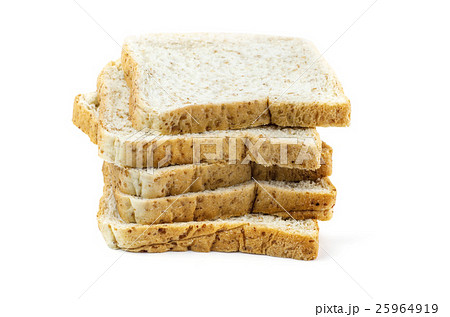 sliced whole wheat bread on white background. 25964919