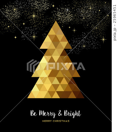 Gold Christmas tree design in gold low poly style 25965451