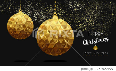 Gold Christmas and New Year low poly bauble 25965455