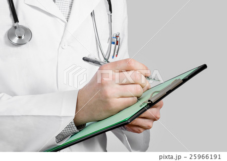 Doctor with stethoscope and clipboard 25966191