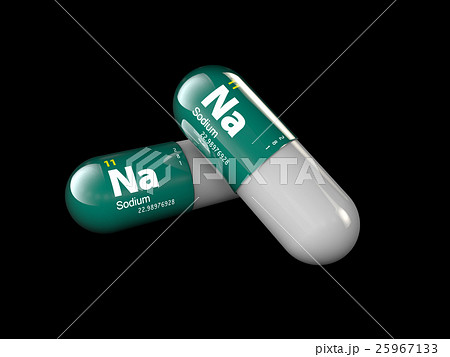 illustration of Sodium mineral. Glossy drop pill 25967133
