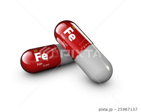 illustration of iron mineral. Glossy drop pill 25967137