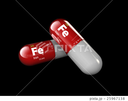 illustration of iron mineral. Glossy drop pill 25967138