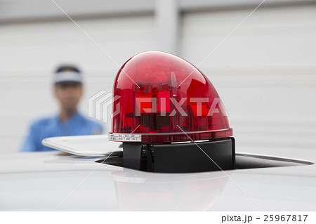 覆面パトカーの赤色灯の写真素材