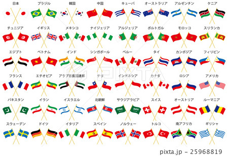 万国旗ポール波クロス名称のイラスト素材 [25968819] - PIXTA