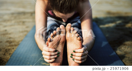 Yoga Exercise Stretching Meditation Concentration Summer Concept 25971906