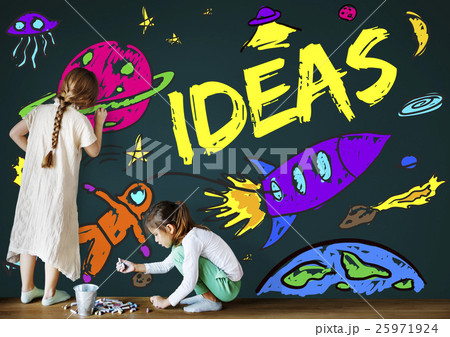 Kids Imagination Space Rocket Joyful Graphic Concept Kids Imagination Space Rocket Joyful Graphic Concept 25971924