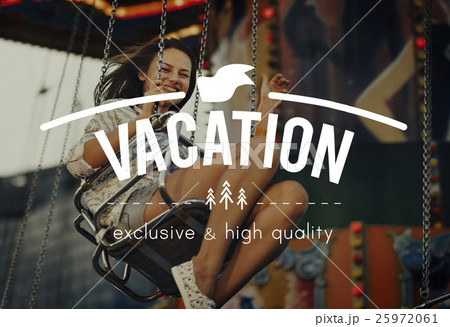 Woman Carnival Ride Riding Happiness Fun Concept Woman Carnival Ride Riding Happiness Fun Concept 25972061