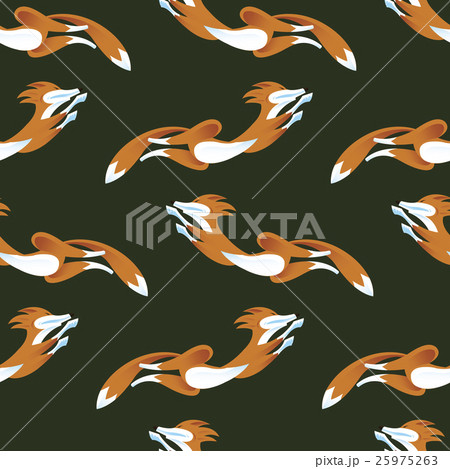 Pattern foxs jumping on green color background. 25975263