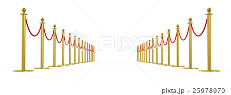 Golden fence, stanchion with red barrier rope Golden fence, stanchion with red barrier rope 25978970