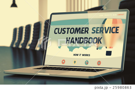 Customer Service Handbook Concept on Laptop Screen 25980863