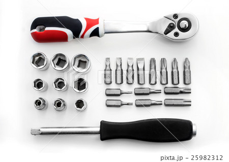 Ratchet socket on white background. 25982312