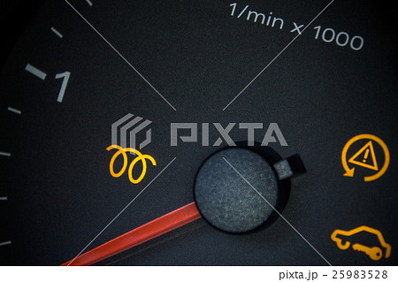 Glow plugs light. Car dashboard in closeup 25983528